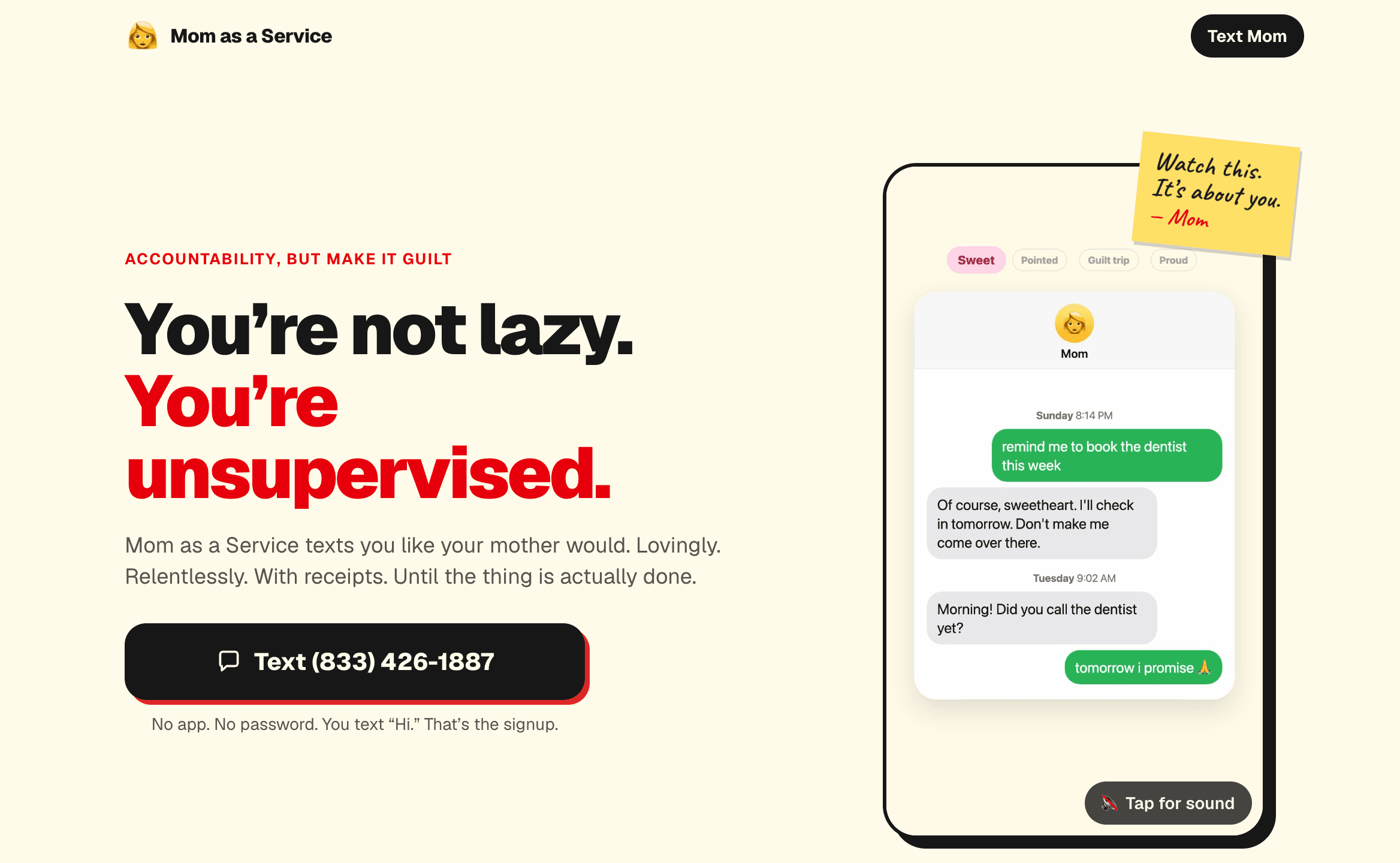 Mom as a Service screenshot